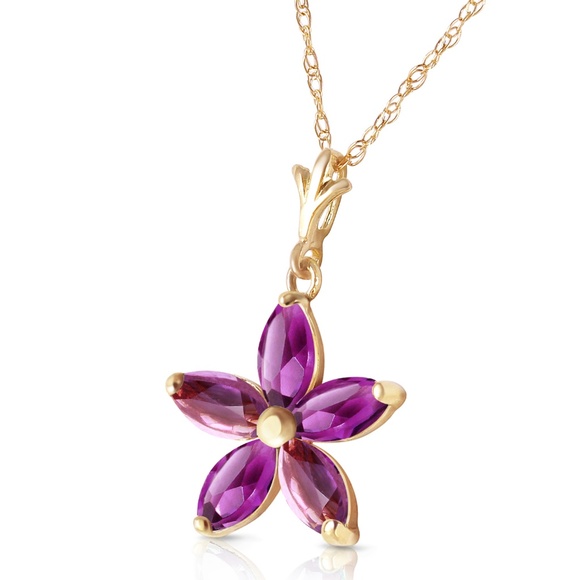 Galaxy Gold Products Jewelry - 14K. SOLID GOLD NECKLACE WITH NATURAL AMETHYSTS